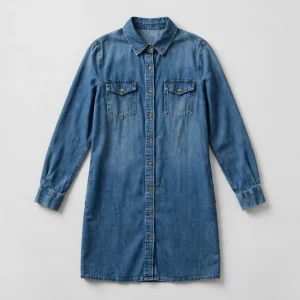 denim shirt dress flatlay