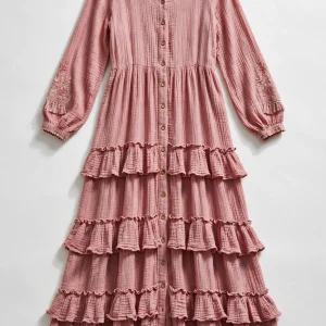 dusty rose boho dress flatlay