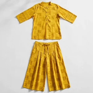 mustard kurta pants flatlay