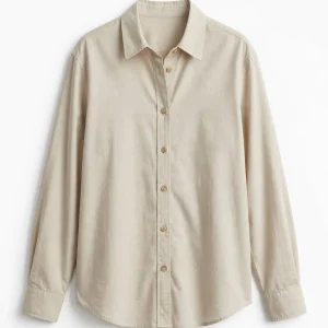 oatmeal cotton button up shirt