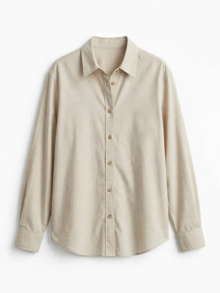 oatmeal cotton button up shirt