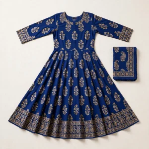 royal blue anarkali flatlay