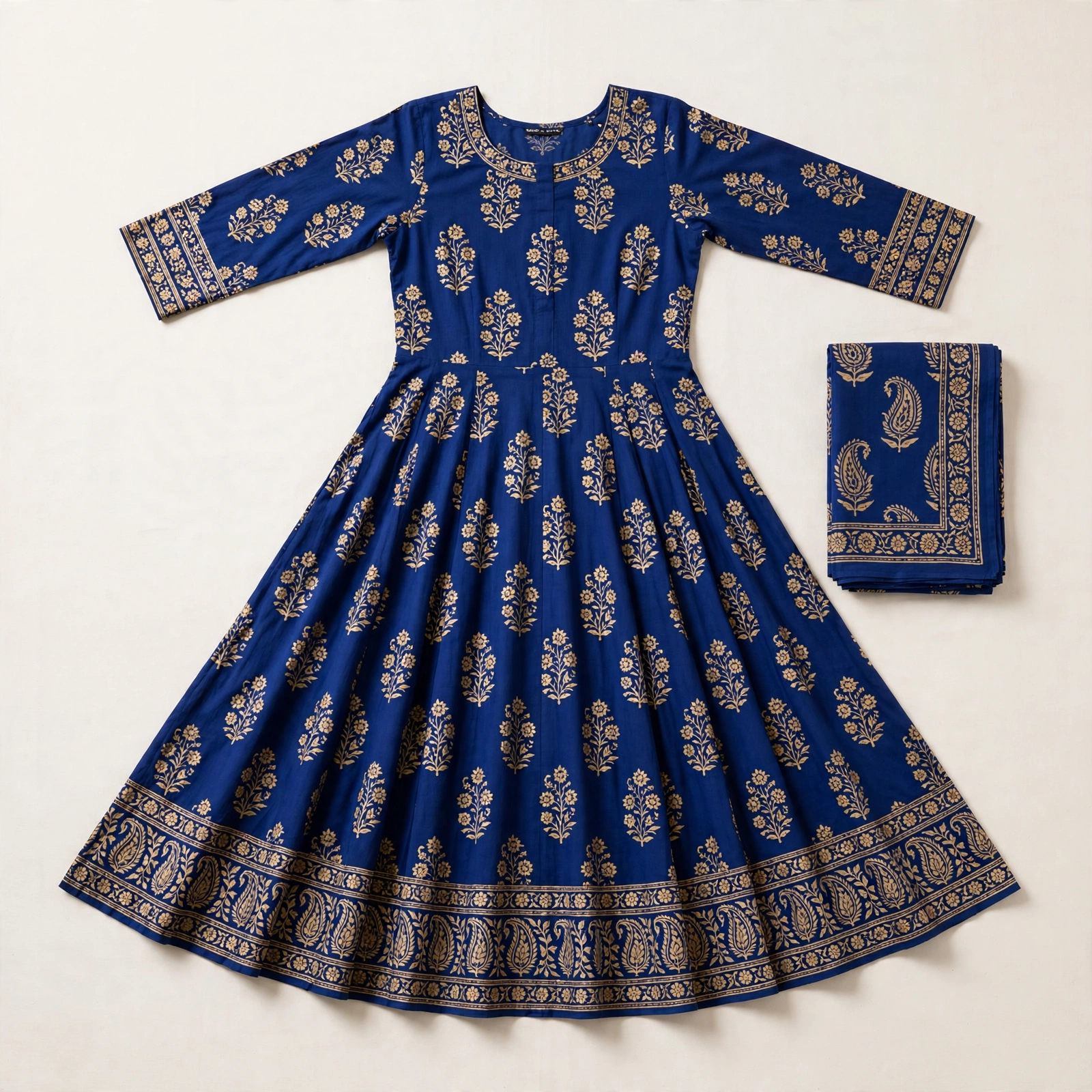 royal blue anarkali flatlay royal blue anarkali flatlay