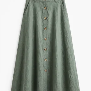 sage green midi skirt